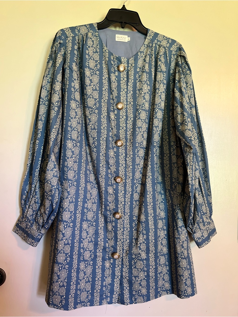 Women's Blue Patterned Longline Dress